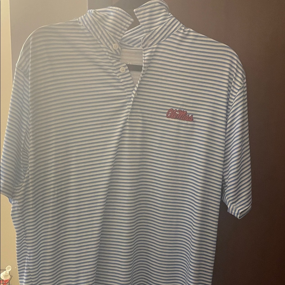 Antigua Blue and White Striped Polo